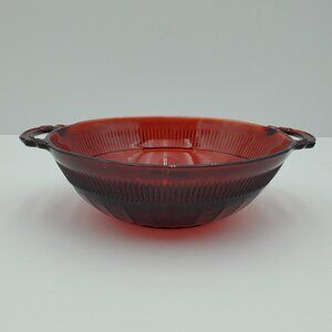 Anchor Hocking Coronation Royal Ruby Bowl Ruby Red Glass 8" Serving Bowl